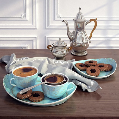 咖啡和饼干3D模型（OBJ,FBX,MAX）