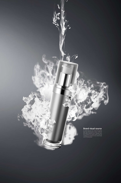 黑色背景烟雾化妆品品牌视觉海报设计模板 (psd)
