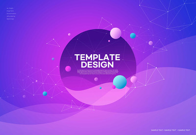 渐变紫色几何风格海报设计模板 (psd)