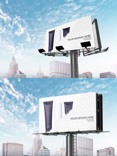 高速公路街道路边广告设计展示广告牌样机 (PSD,PDF)