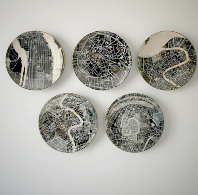 地图花纹盘子系列3D模型（OBJ,FBX,MAX）