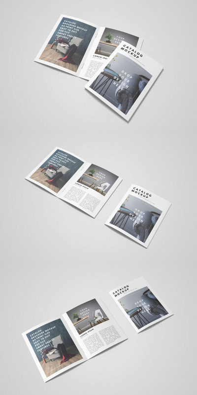 画册目录设计展示样机 (PSD,PDF)