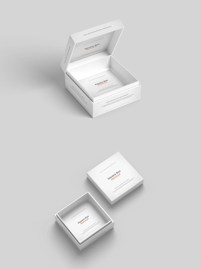 方形盒子包装设计展示样机 (PSD,PDF)