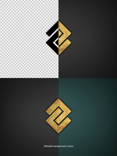 3D烫金logo设计展示样机 (PSD)