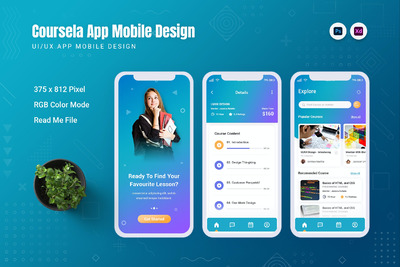 课程教育App设计模板 (PSD,XD)