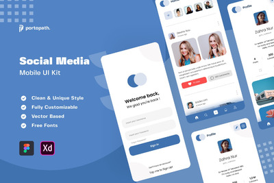 社交媒体App 移动工具包 (FIG,XD)