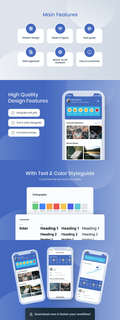 放松 - 冥想应用UI工具包(FIG)