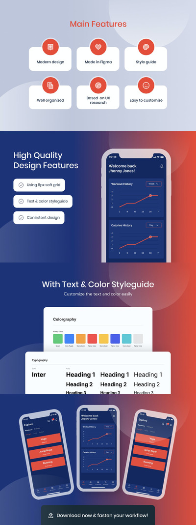 MyFit - 健身计划App UI工具包(FIG)