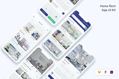 房屋租赁App设计UI工具包(FIG,SKETCH,XD)