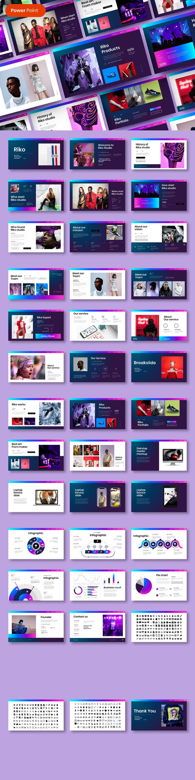 绚丽时尚配色的高品质商业商务powerpoint幻灯片演示模板（pptx）