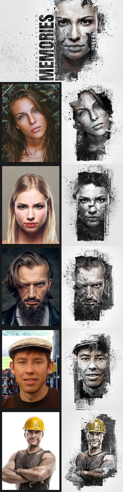 时尚高端专业的高品质的中国风水墨墨迹墨点风格photoshop动作预设