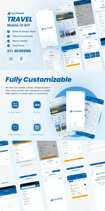 时尚高端飞机旅行APP UI KITS-fig&XD