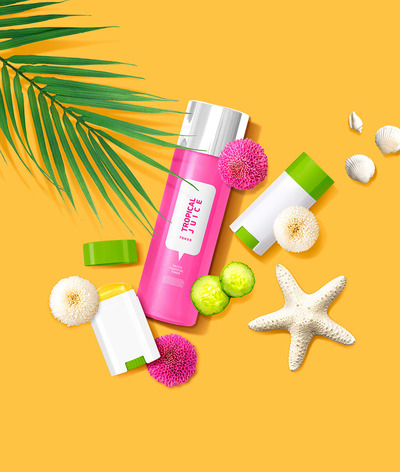 夏季热带元素护肤护理品广告海报设计模板 (psd)