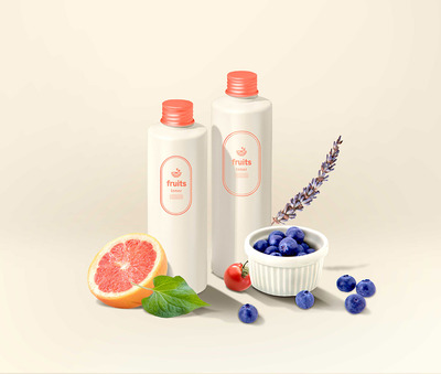 水果成分爽肤水护肤品广告海报设计模板 (psd)