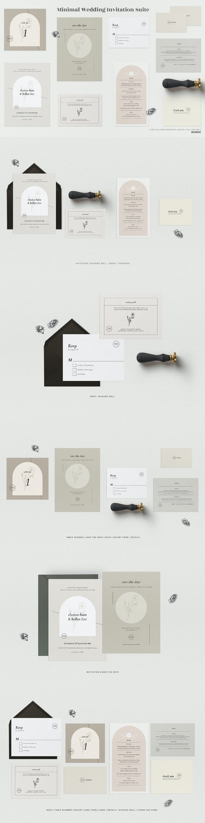 时尚高端清新优雅多用途的高品质婚礼VI设计模板-PSD