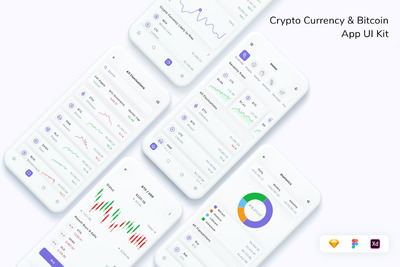 加密货币和比特币应用APP UI KITS-FIG, SKETCH, XD