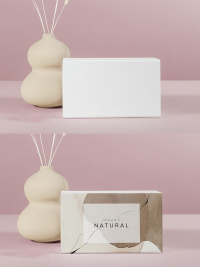 粉红色背景白色盒子模型(PSD)