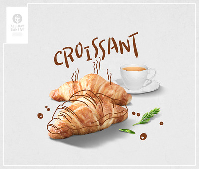 羊角面包烘焙面包食品海报设计 (psd)