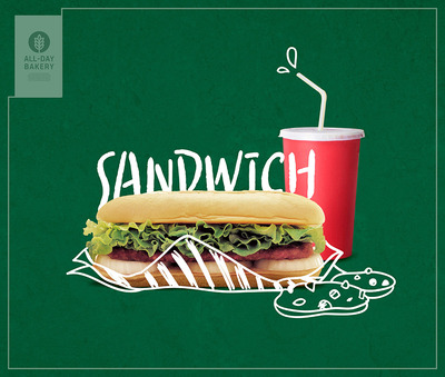 三明治西式快餐早点食品海报设计 (psd)