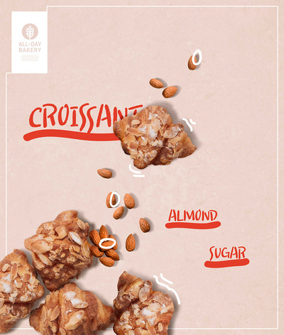 杏仁面包早餐食品海报设计 (psd)