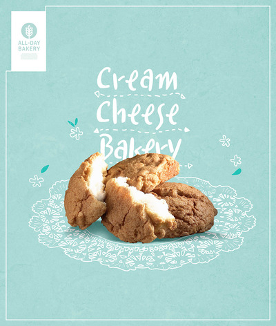 奶油奶酪面包食品海报设计 (psd)