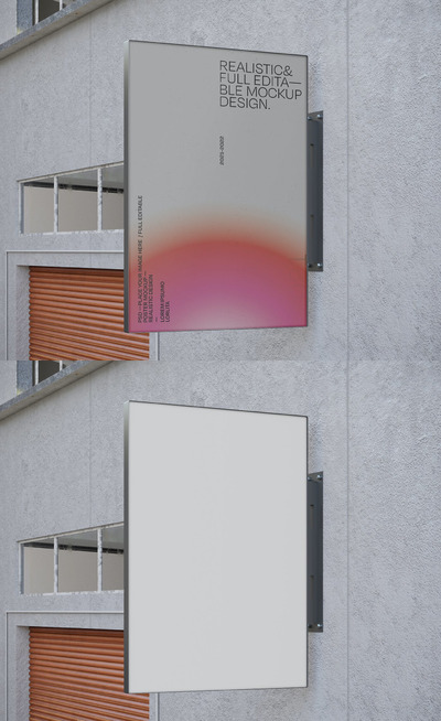 墙上海报设计展示样机 (PSD)