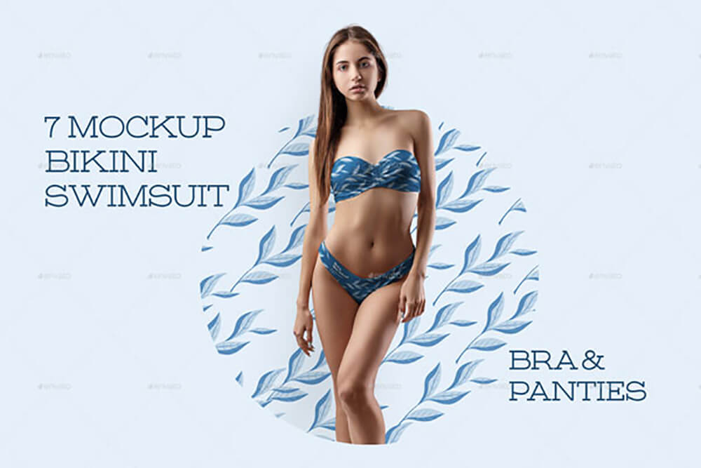 7个比基尼泳装服装品牌设计样机模板 (psd)