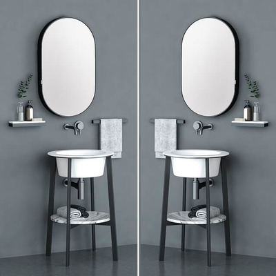 椭圆镜子和洗手盆3D模型（OBJ,FBX,MAX）