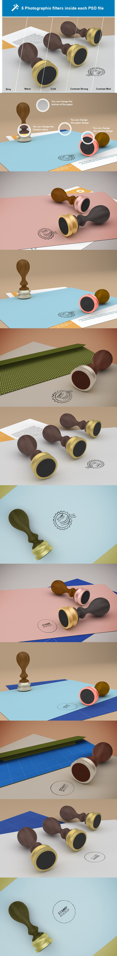 金属邮戳复古印章样机 (PSD)