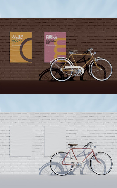 自行车海报设计展示样机 (PSD)