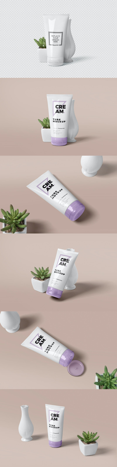 天然洗面奶乳霜包装设计样机(PSD)