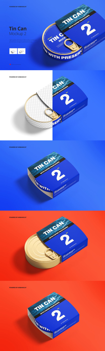 高端时尚逼真质感的高品质罐头食品包装设计VI样机展示模型mockups