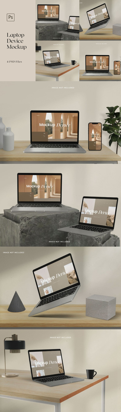 现实设备斯堪的纳维亚风格笔记本电脑UI样机展示模型mockups