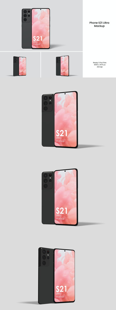 三星S21 Ultra 手机APP UI样机展示模型mockups