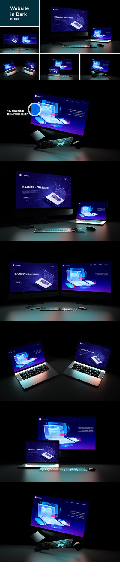 高品质的Web UI设计样机展示模型mockups