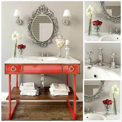 公主风洗手台和镜子3D模型（OBJ,FBX,MAX）