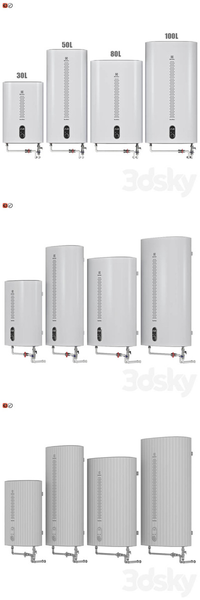 伊莱克斯电热水器组合3D模型下载（fbx,max,obj）