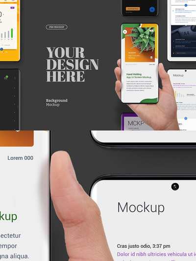 手持全面屏手机模型(PSD)