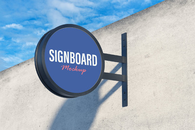 圆型招牌logo模型Round Signboard Mockup (PSD)