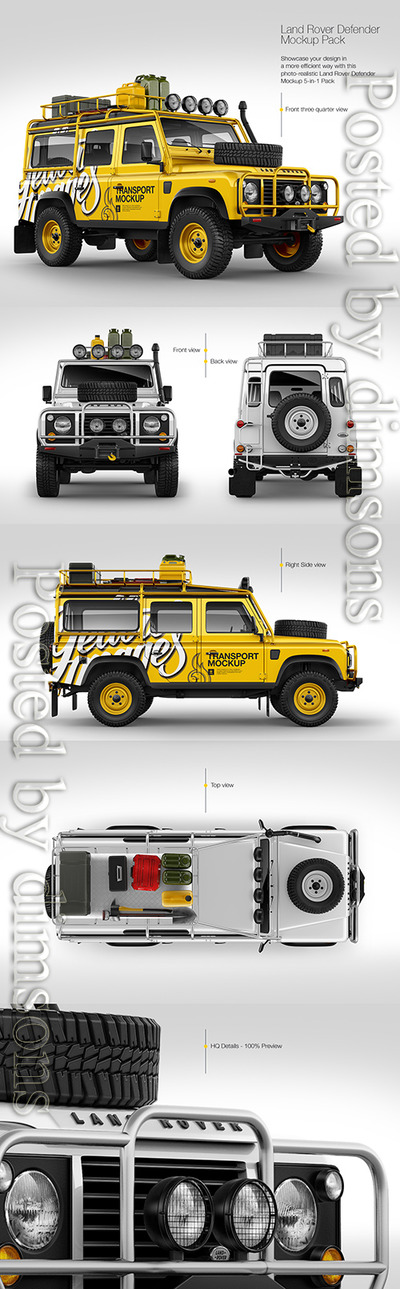 路虎 Land Rover Defender 越野车汽车车贴样机下载（PSD）