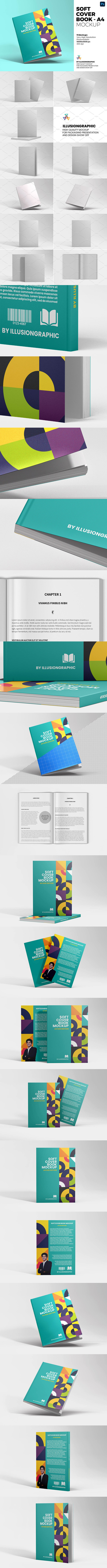 A4尺寸软封面书本样机 (psd)