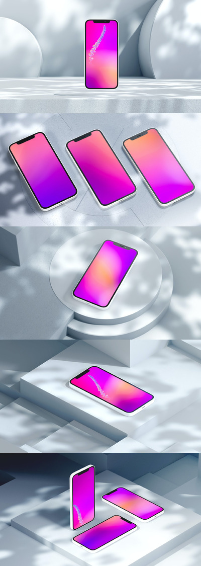 灰色场景智能手机展示样机(PSD)