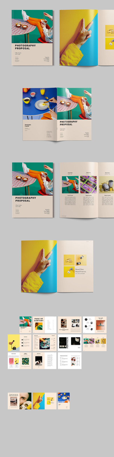 时尚高端清新简约多用途的高品质摄影提案画册宣传册杂志设计模板