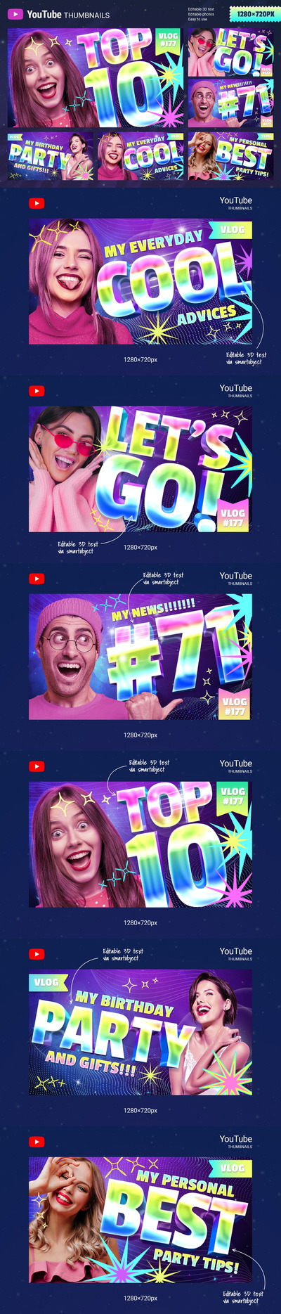 时尚高端绚丽的高品质3D立体渐变图层样式banner海报设计模板