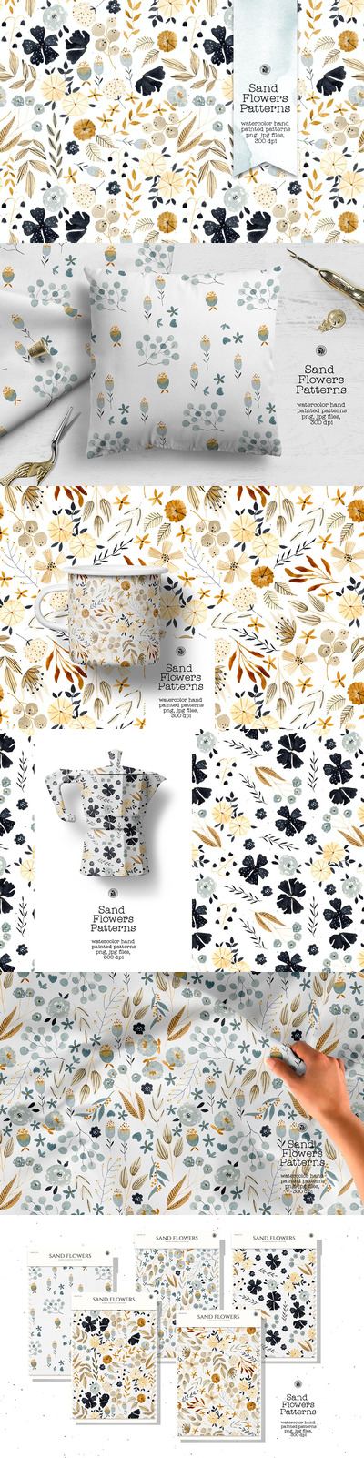 时尚高端专业的高品质手绘水彩无缝背景底纹纹理集合