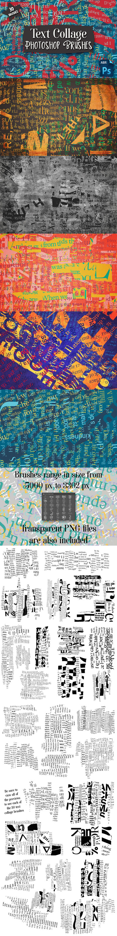 抽象主义文字拼贴艺术Photoshop笔刷 (abr)