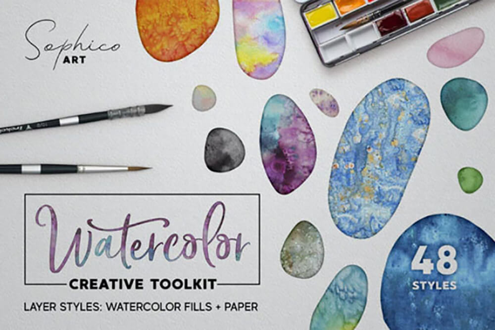 水彩纸张纹理ps图层样式套件 (asl)