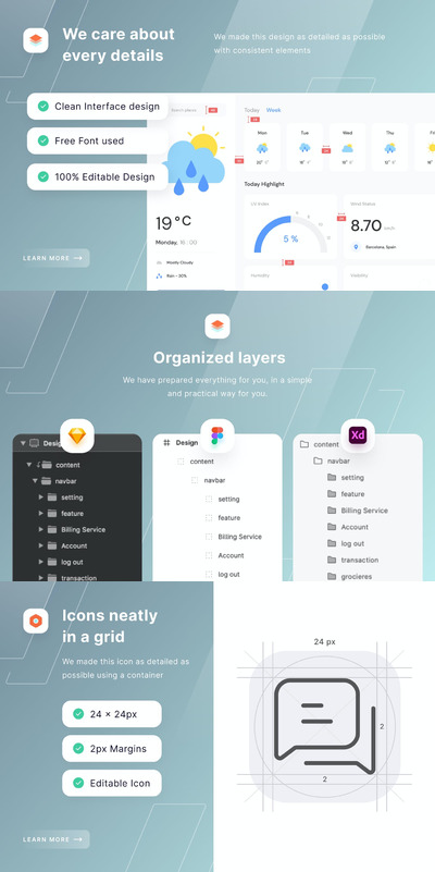 天气预报后天网页模板(FIG,SKETCH,XD)