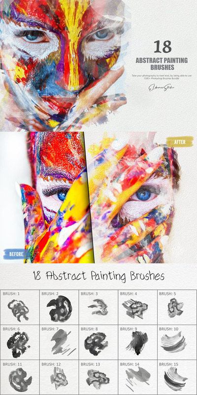 时尚高端专业的18 款抽象绘画 Photoshop 画笔笔刷集合