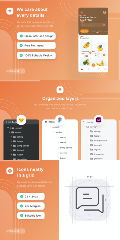 食品杂货店移动应用(FIG,SKETCH,XD)